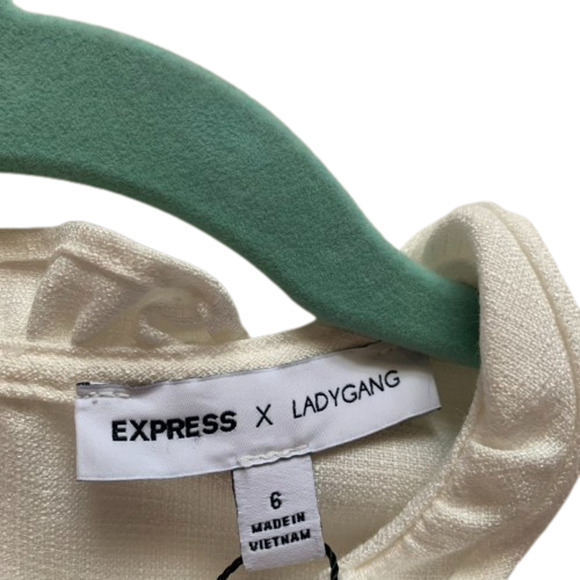 EXPRESS x LADYGANG White Ruffle Mini Dress -‎ NWT - Picture 12 of 16